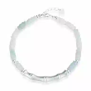 幸囍礼 竹报平安竹节手饰 足银玉竹节节高升新中式国风国潮清冷感珠串 小众轻奢设计感日常通勤百搭款首饰 豆种 翡翠手串 女款