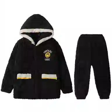 兰缪 男士秋冬季珊瑚绒加绒加厚三层夹棉冬天保暖可外穿家居服睡衣套装 男款