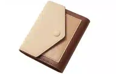 妙迪 小众设计拼接撞色时尚百搭小巧精致 合成革 钱包钱夹卡包多卡位折叠短款零钱包手拿包 常规 女款 拿铁千层雪