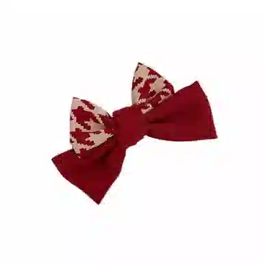 简应舒 日系可爱蝴蝶结顶夹发卡酒红色 布 发夹 女款