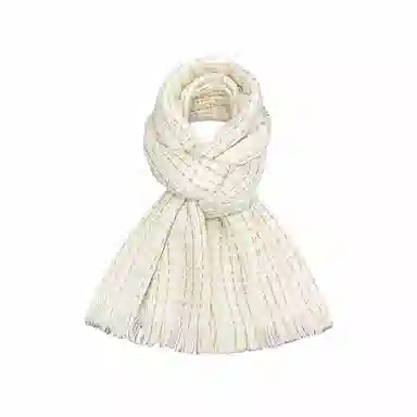 北极绒 韩版高级氛围感小香风时髦白色百搭保暖 绒线围巾 男女同款情侣款