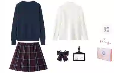 东鲸岁时记 慵懒风宽松高级感学院风舒适套头针织衫长袖衬衫经典格子百褶短裙制服 女款