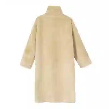 法文箱子 纯色翻领中长款大衣 女款 浅绿