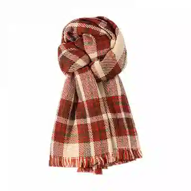 北极绒 格子爱心针织披肩秋冬新款韩版加厚保暖学生围脖 绒线围巾 男女同款情侣款