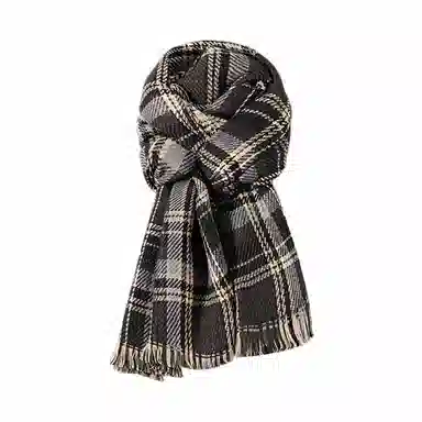 北极绒 格子爱心针织披肩秋冬新款韩版加厚保暖学生围脖 绒线围巾 男女同款情侣款