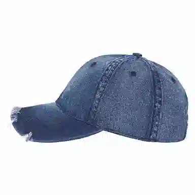 啄木鸟 美式复古水洗拼色格纹棒球帽工装做旧破洞重工毛边大头围显脸小软顶休闲百搭遮脸防晒素颜 棉 鸭舌帽 男女同款情侣款