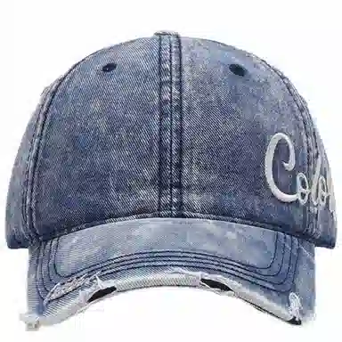 佩洛依 显脸小字母刺绣街头遮阳复古牛仔学生户外百搭透气软顶潮流 棉 鸭舌帽 男女同款情侣款