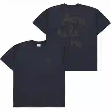 acme de la vieADLV Embossing Script Logo Short Sleeve T-Shirt Charcoal T