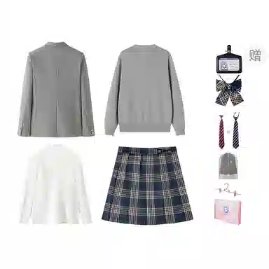 东鲸岁时记 学院风西装宽松氛围感时尚口袋长袖衬衫百褶裙套装制服 女款