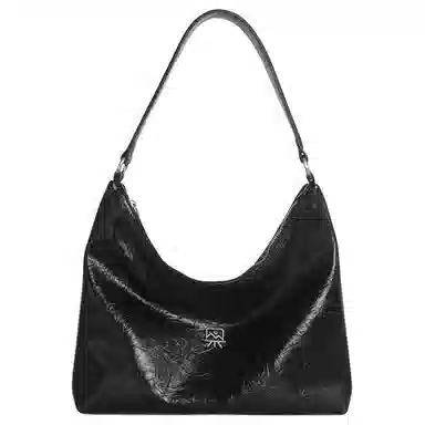 木川卡 腋下包韩系复古托特包 超纤皮 手提单肩包 男女同款情侣款 黑色