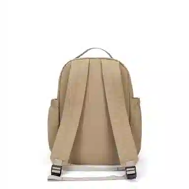 特步 运动生活系列 纯色大容量运动休闲时尚通勤背包书包 织物 双肩包 男女同款情侣款 卡基