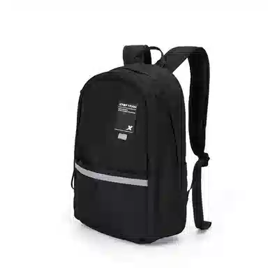 特步 纯色大容量运动时尚休闲通勤背包学生书包 织物 双肩包 男女同款情侣款 黑色/灰色