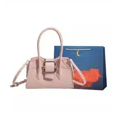 爱尔绅特 高级感通勤小众设计少女 人造革 手提包 常规 女 粉色/黑色