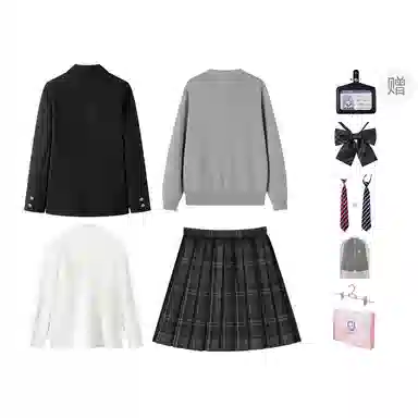 东鲸岁时记 学院风西装宽松氛围感时尚口袋长袖衬衫百褶裙套装制服 女款