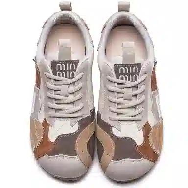 杰骤 头层牛皮 小众拼色 通勤百搭 轻便 低帮 生活休闲鞋 女