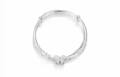 尚银福 蝴蝶结繁花 在逃公主蝴蝶结 甜美少女感轻奢高级感精致光面推拉款 好运 合金 手镯 女款