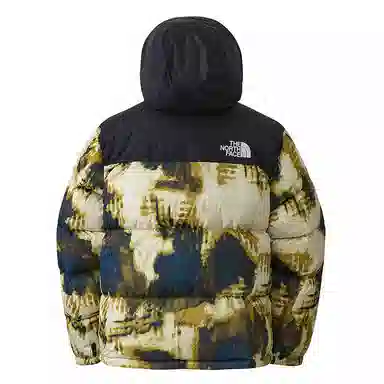 The North Face Hoodie Zip Jacket Men Midnight Gasoline Bleach Print Black