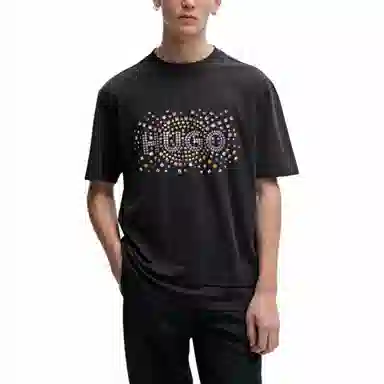 HUGO BOSS Cotton-Jersey T-Shirt With Stud-Effect Artwork T