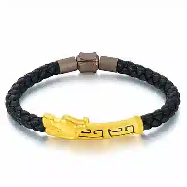 智玉云祥 龙头 生肖龙云中游龙 足金 一口价 黄金手链 女款