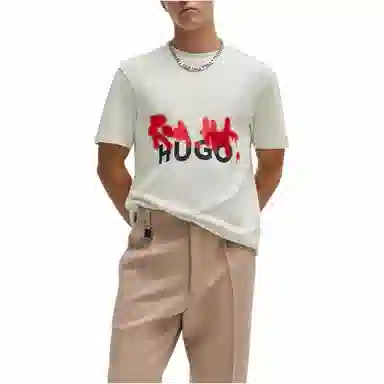 HUGO BOSS Relaxed-Fit T-Shirt In Cotton With Spray-Print Artwork T