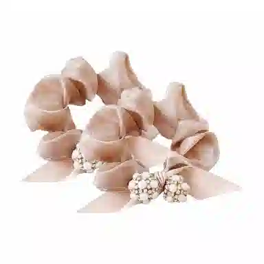 简应舒 蝴蝶结 丸子头 扎马尾 珍珠 发圈 女款