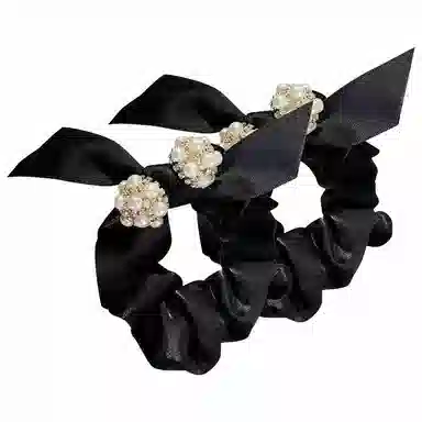 简应舒 蝴蝶结 丸子头 扎马尾 珍珠 发圈 女款