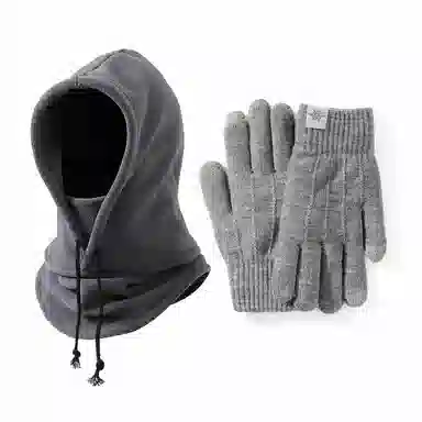 【通勤保暖必备】 浪莎 冬季骑行包头帽滑雪可戴头盔加绒雪上护耳护脸包头帽两件套 加厚聚酯纤维 帽子 男女同款情侣款