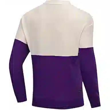 中国李宁 运动时尚系列 休闲简约拼接字母印花圆领套头卫衣 男款 云雾白铁兰紫