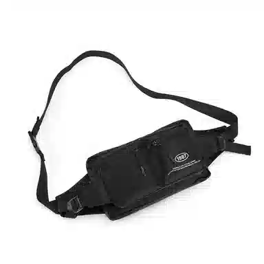 特步 纯色运动户外便携卡扣挎包潮流时尚 织物 腰包 男女同款情侣款 黑色