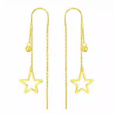 中国珠宝 星星耳饰 日常时髦百搭 小众设计不撞款 极简风轻奢风 高级感 日常百搭约会恋爱单品 足金 按克计价 耳线 女款