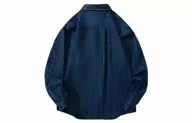 王者荣耀 鲁班七号星空梦想款 日系简约条纹撞色小衫纽扣翻领字母印花舒适宽松休闲日常长袖衬衫 男女同款 蓝色