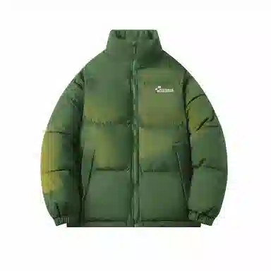 鸭鸭 简约品牌字母印花基础款纯色拉链立领宽松休闲百搭户外运动无性别主义面包服加厚防寒保暖羽绒服 男女同款