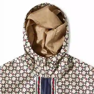 Gucci SS22 Plaid Logo Hoodie Jacket Khaki