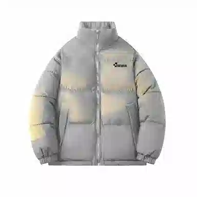 鸭鸭 简约品牌字母印花基础款纯色拉链立领宽松休闲百搭户外运动无性别主义面包服加厚防寒保暖羽绒服 男女同款