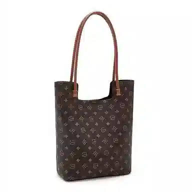 老人头 百搭 合成革 托特包单肩包 女款 咖啡色