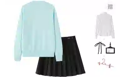 东鲸岁时记 学院风复古高级感显瘦舒适长袖针织衫格子百褶裙制服 女款