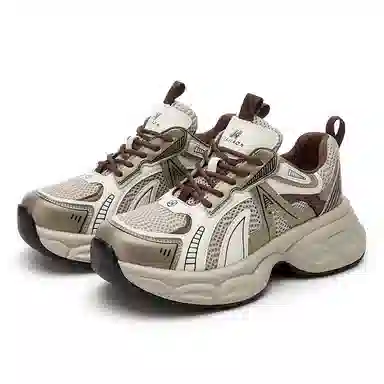 织物合成革 厚底时尚百搭休闲鞋款 减震耐磨增高 低帮 老爹鞋 女款