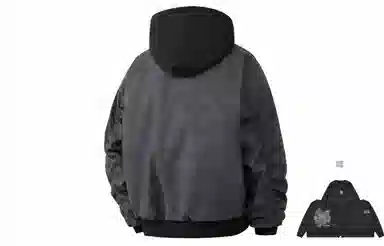 大卫贝肯 美式高街基础经典休闲百搭加厚假两件连帽棉服 男女同款