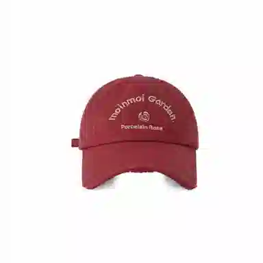 木林森 韩系花朵字母刺绣 韩版街头时尚做旧破洞帽子 棉 鸭舌帽 男女同款情侣款