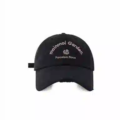 木林森 韩系花朵字母刺绣 韩版街头时尚做旧破洞帽子 棉 鸭舌帽 男女同款情侣款