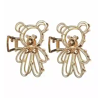 简应舒 金属镂空小熊抓夹后脑勺发饰 合金 发夹 女款