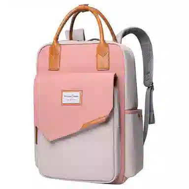 维多利亚旅行者 简约百搭休闲时尚潮流电脑旅行学生简易校园防泼水 尼龙 双肩包书包背包 常规 女款 粉色