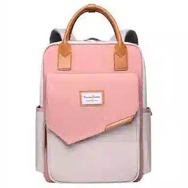 维多利亚旅行者 简约百搭休闲时尚潮流电脑旅行学生简易校园防泼水 尼龙 双肩包书包背包 常规 女款 粉色