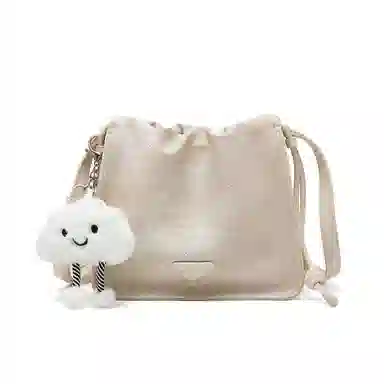 稻草人 设计感褶皱手抓纹 聚氨酯革 单肩包斜挎包 常规 女款 静谧黑/焦糖棕