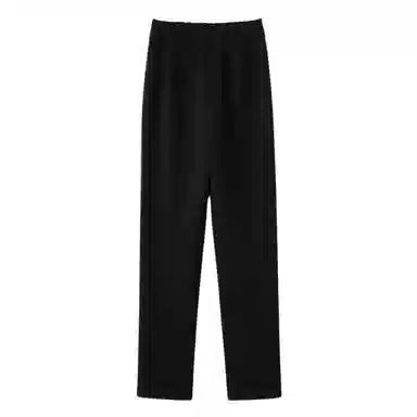 晚白 纯色高腰毛呢直筒休闲裤 女款 杏色