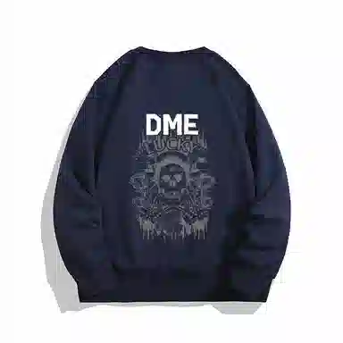 【dme】 潮酷美式高街校园款骷髅头手绘套头圆领保暖舒适柔软宽松时尚个性卫衣 男女同款