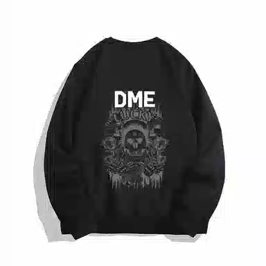 【dme】 潮酷美式高街校园款骷髅头手绘套头圆领保暖舒适柔软宽松时尚个性卫衣 男女同款