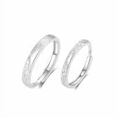 【S999足银纯银 可免费刻字】六桂福 福韵金 甜饰冰川对戒山川冰河 钟爱久久闪耀银河素圈恋爱告白#好运 首饰 戒指 男女同款情侣款