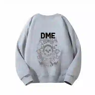 【dme】 潮酷美式高街校园款骷髅头手绘套头圆领保暖舒适柔软宽松时尚个性卫衣 男女同款