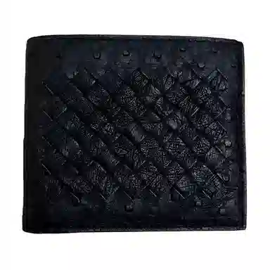 Bottega Veneta Intreccio Ostrich Card Holder Black